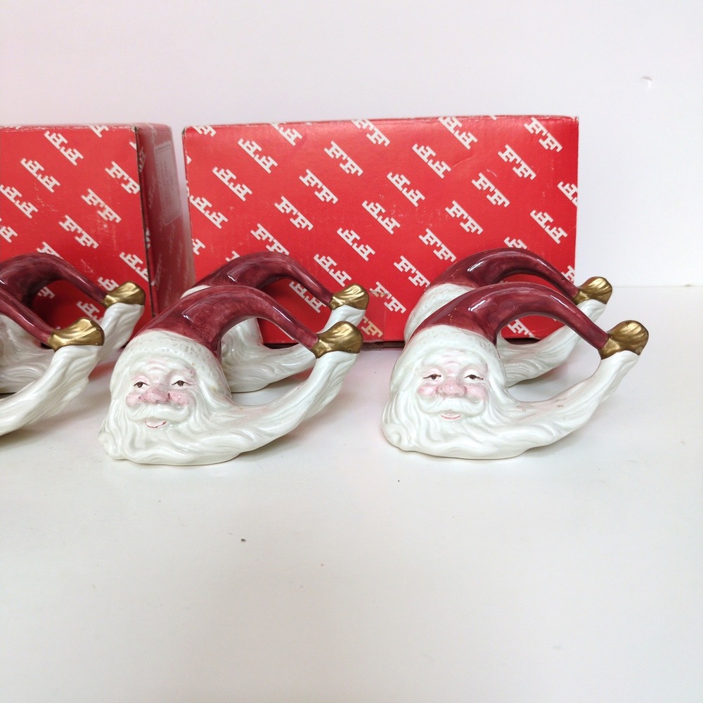 Vtg 90's Fitz and Floyd Santa Napkin Rings Old World Christmas Holiday Set of 8 - Picture 4 of 13
